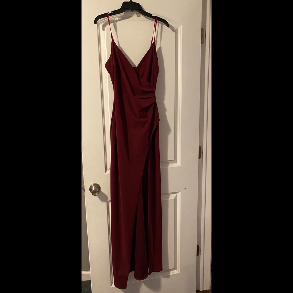 Burgundy slit dress